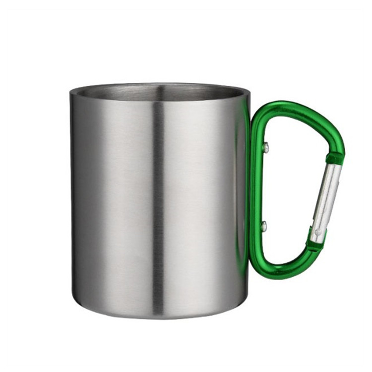 Stainless Steel Coffee Mugs with Carabiner Handles 4