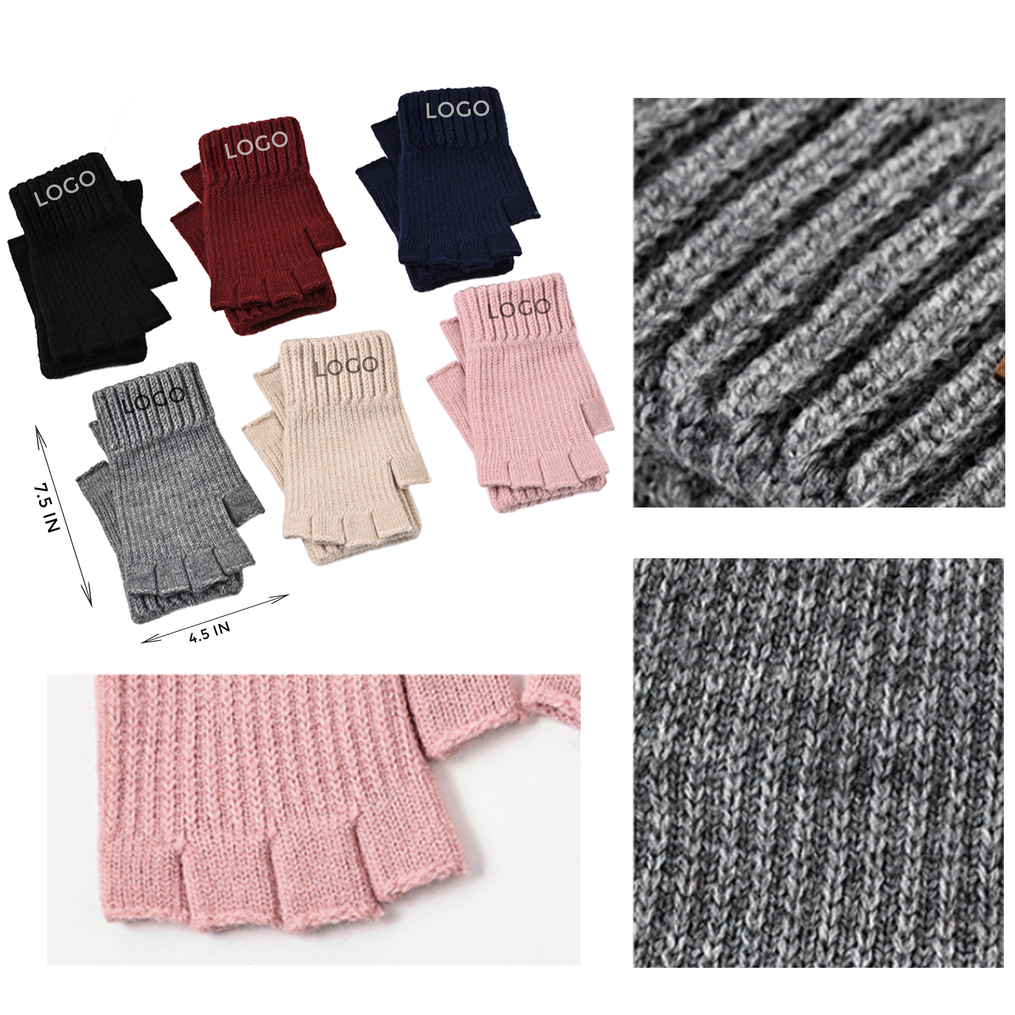 MOQ 10 PCS Versatile Knitted Fingerless Gloves 2