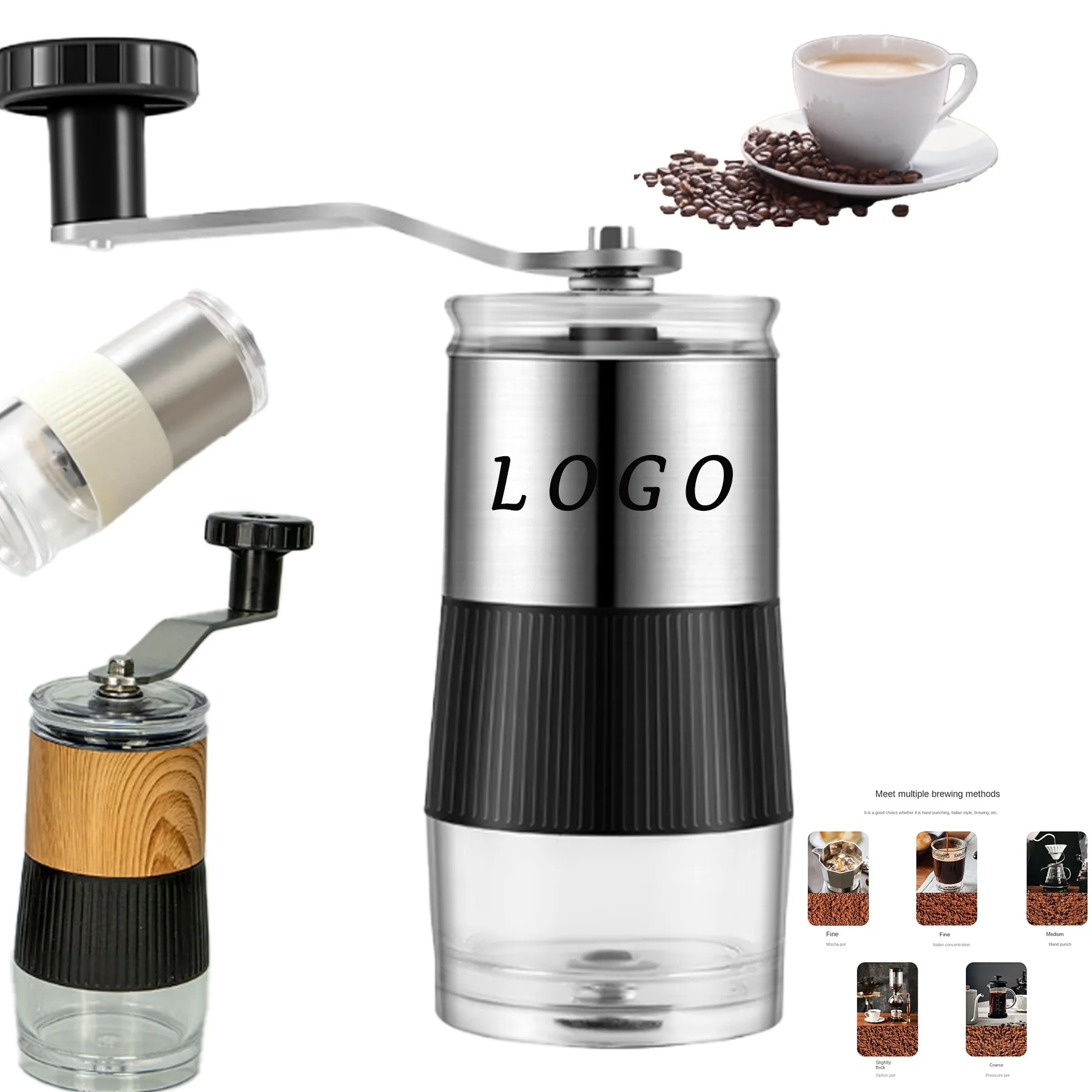 Stainless Steel Mini Manual Coffee Grinder Adjustable Set 3