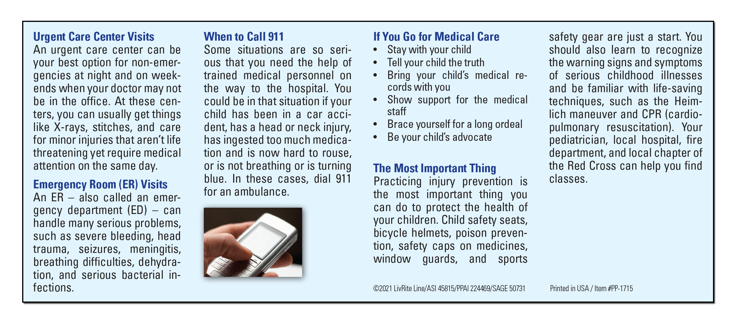 POCKET PAMPHLET - Handling Your Child's Medical Emergency Pocket Pamphlet 2