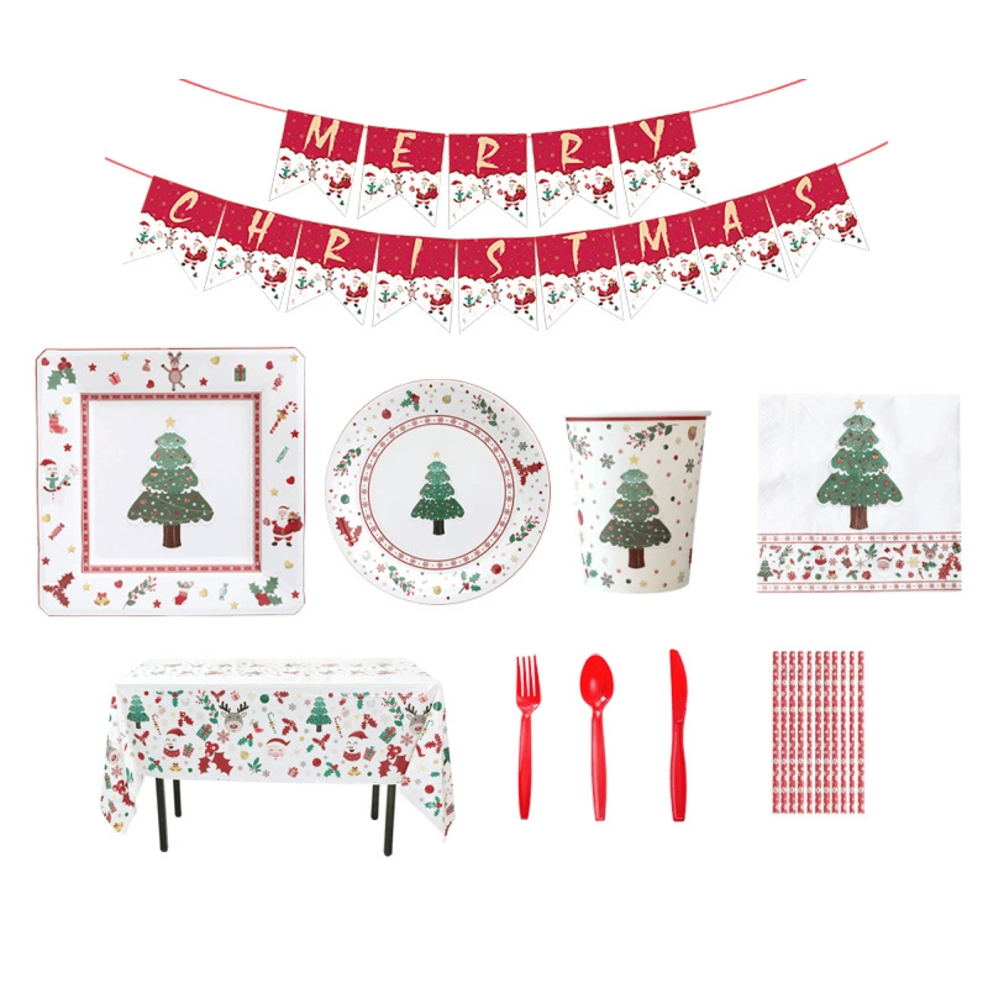 Christmas Disposable Dinnerware Party Kit 8