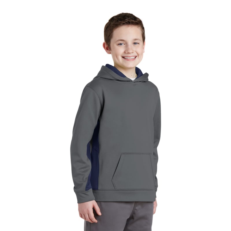 Sport-Tek Youth Sport-Wick Fleece Colorblock Hooded Pullover. 16