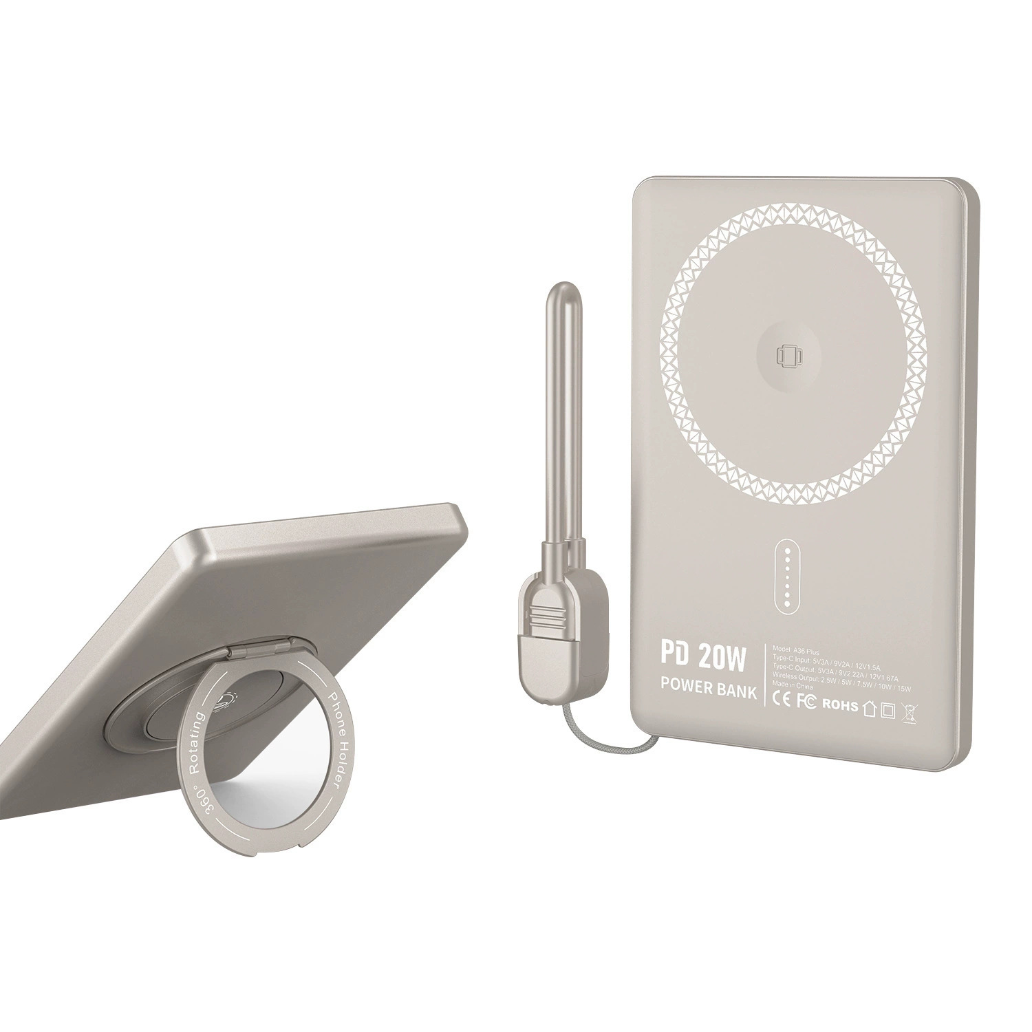 5000mAh Magnetic Portable Charger Power Bank with Stand 7