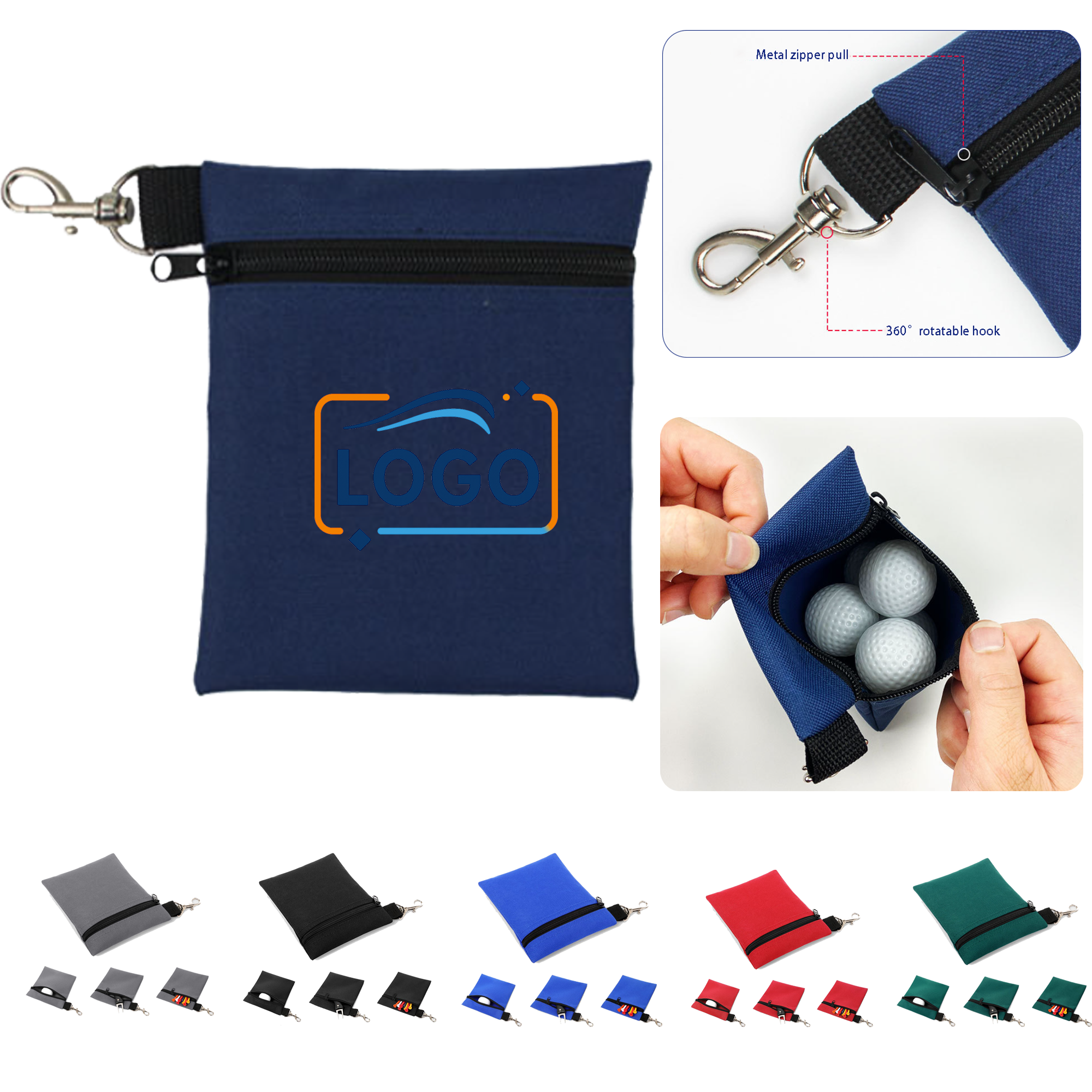 Portable Golf Tool Holder with Metal Clip & Zipper Closure 3