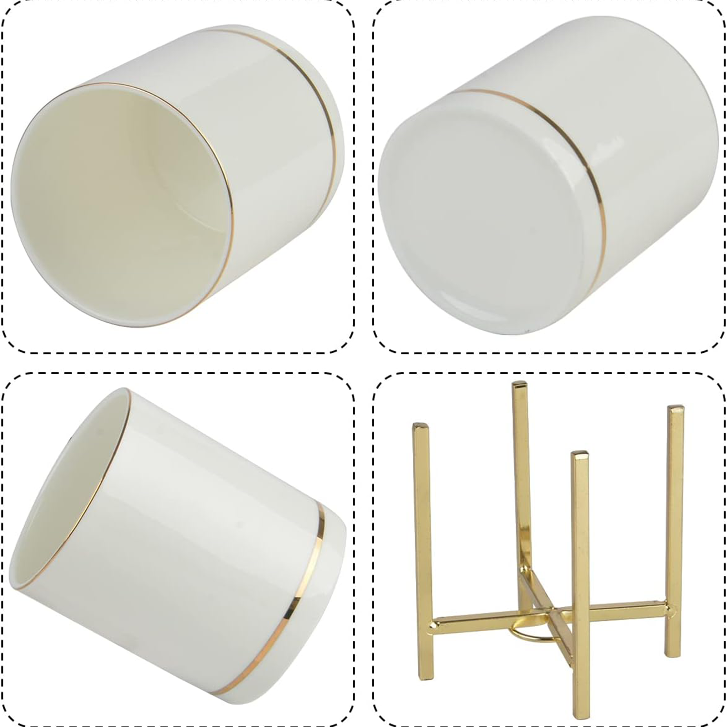 Durable Ceramic Gold Bracket Pen Holder 5