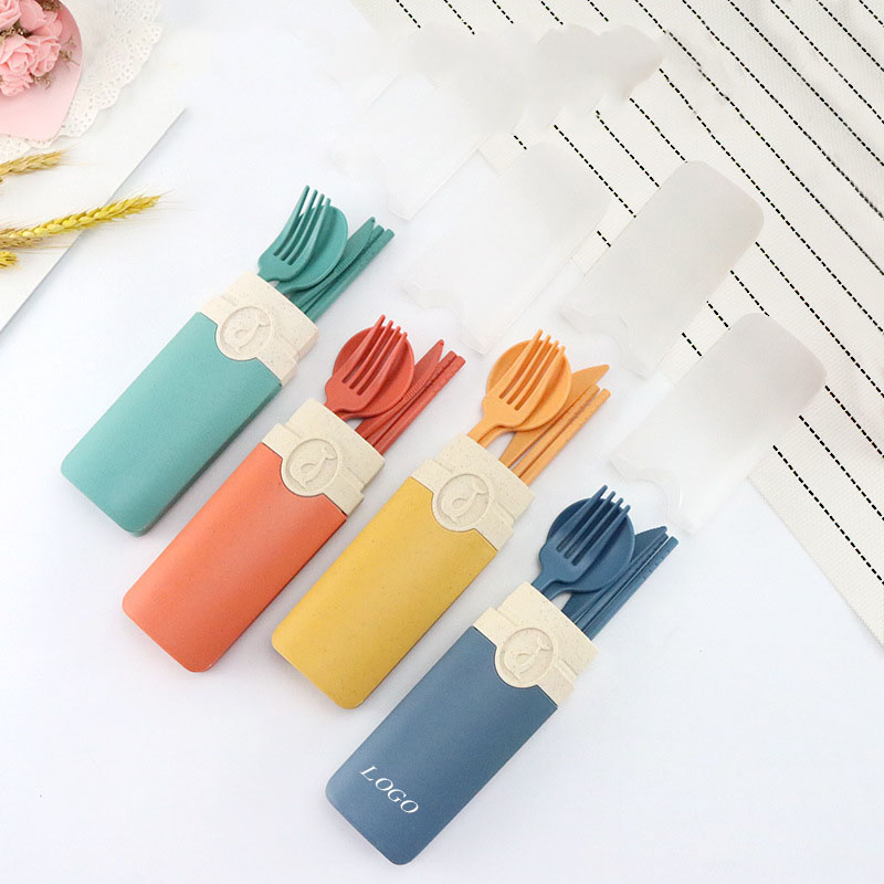 Wheat Straw Utensils Set With Case 3