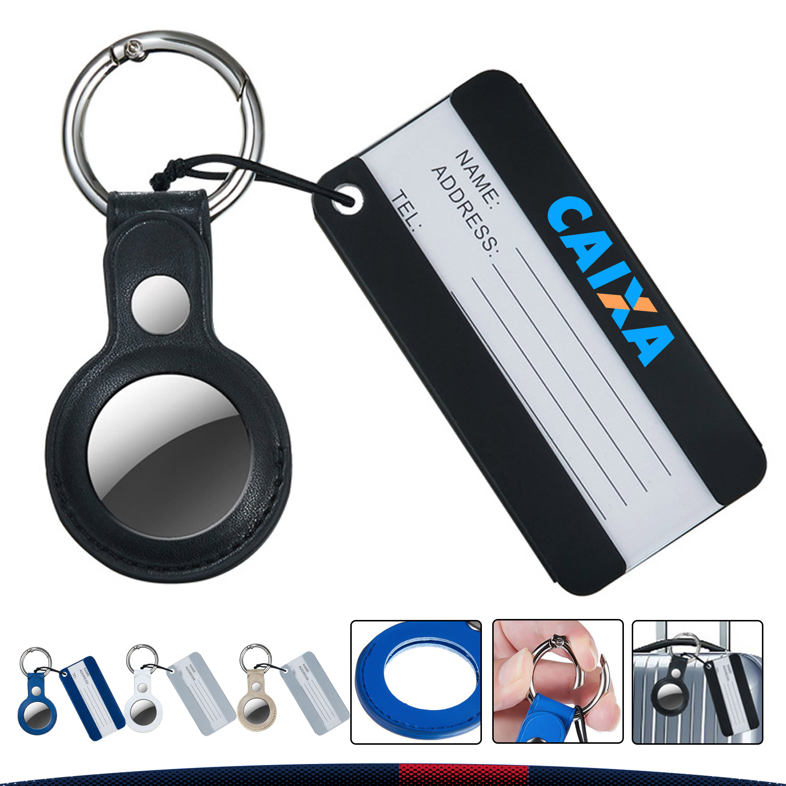 Uveth PU Leather Luggage Tag With Tracker Holder 5