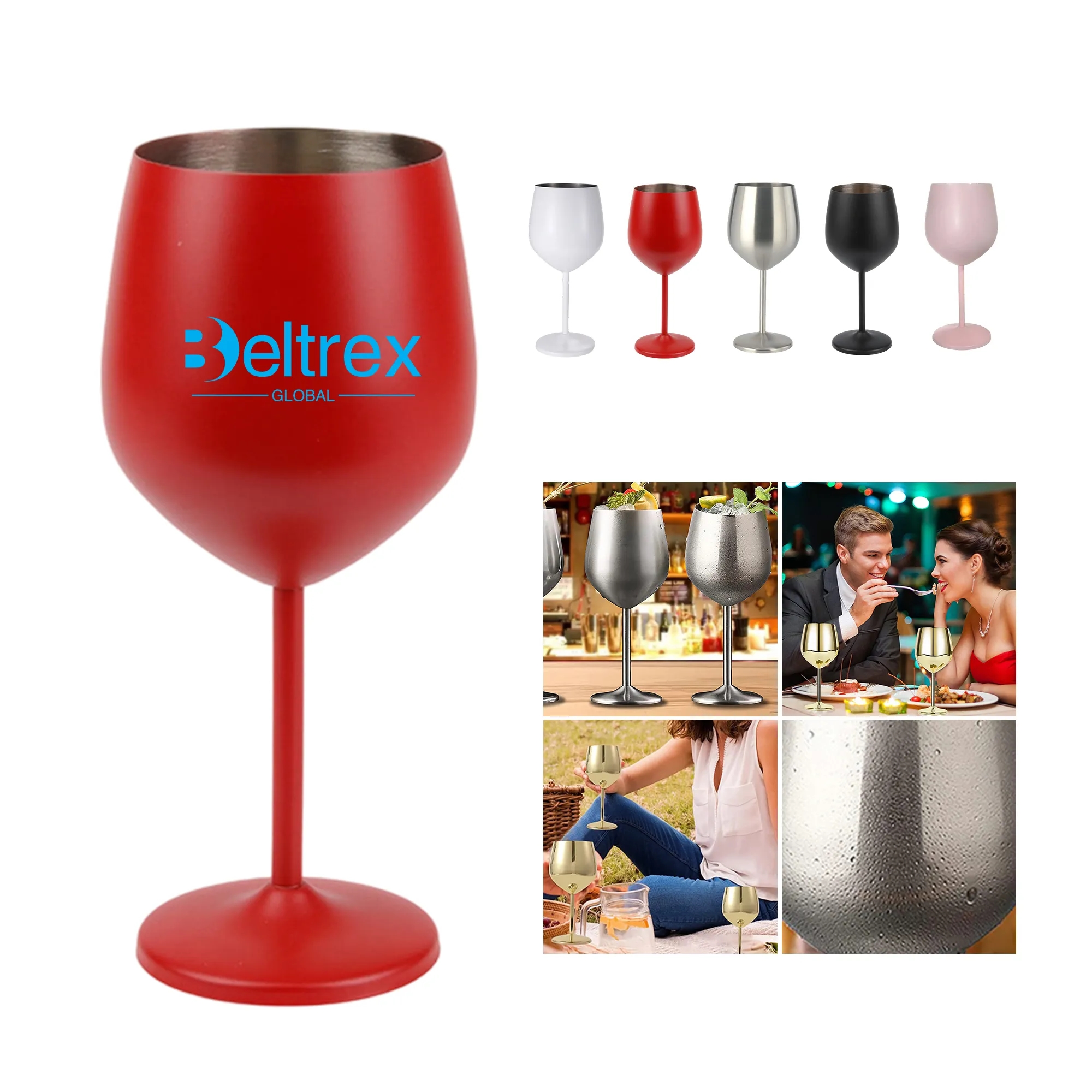 MOQ 50 18oz Single-Layer Stainless Steel Wine Goblet 6
