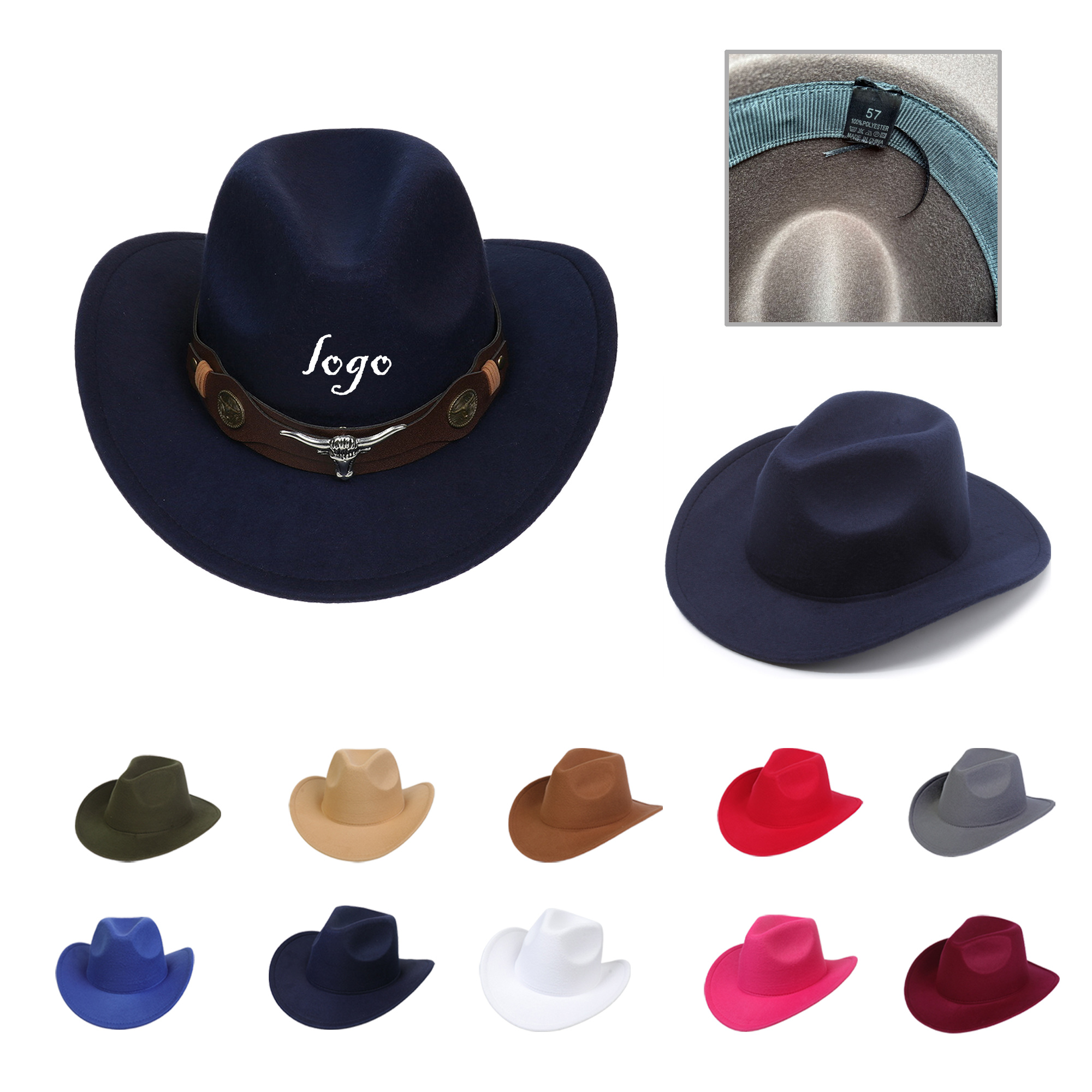 MOQ50 Vintage Wool Felt Cowboy Jazz Hat 3