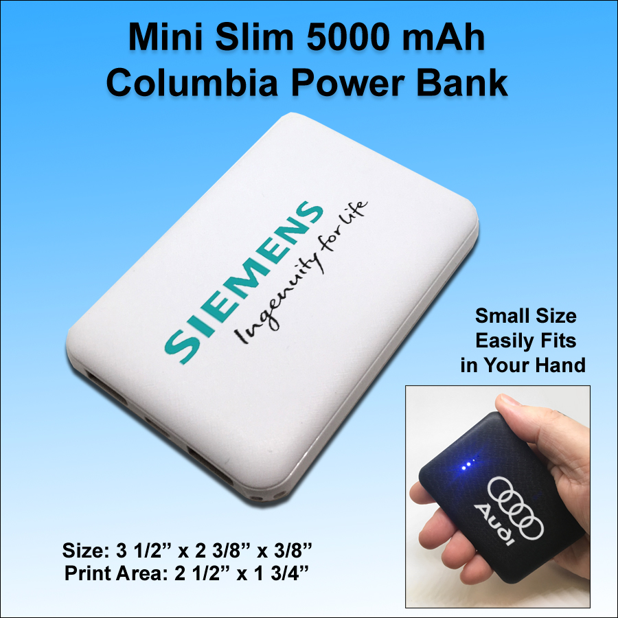 Mini Slim 5000 mAh Dual Ports Columbia Power Bank