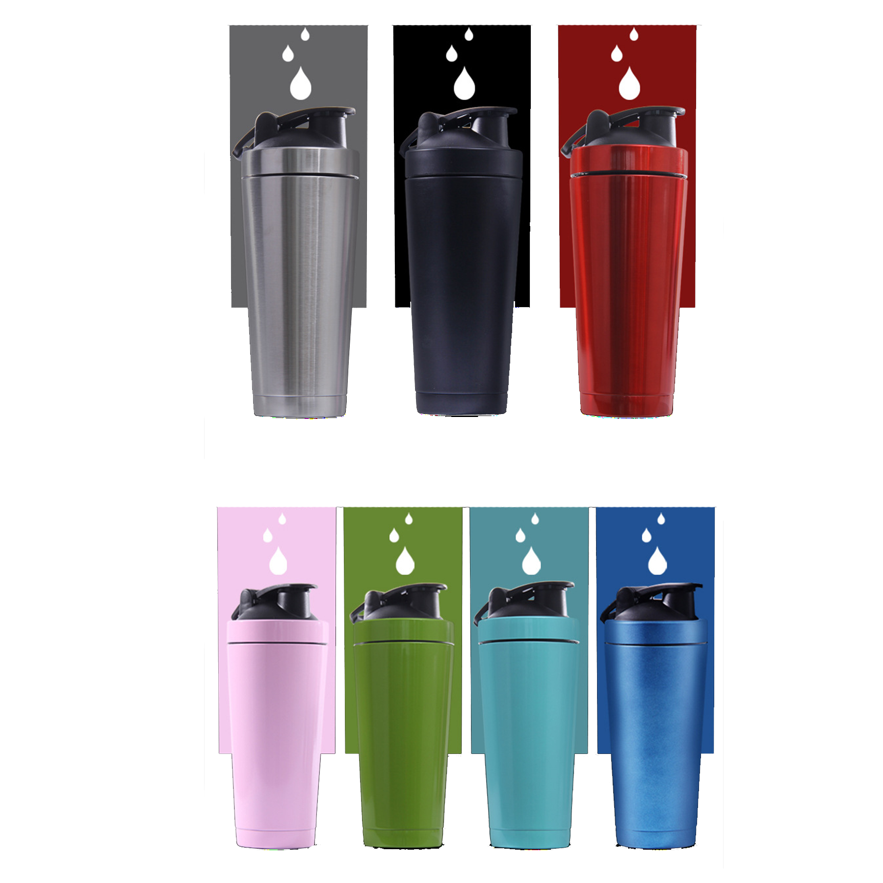 Stainless Steel Protein Shaker Bottle with Mixing Ball 4
