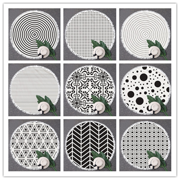 Microfiber geometric series round beach towel 4