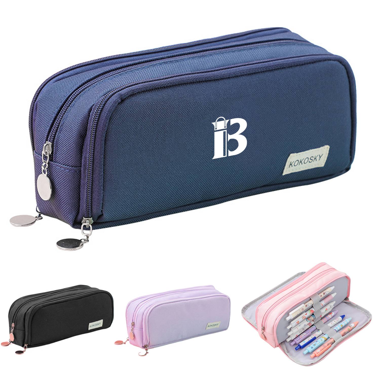 Large Capacity Pencil Case 3 Compartment Pouch 1