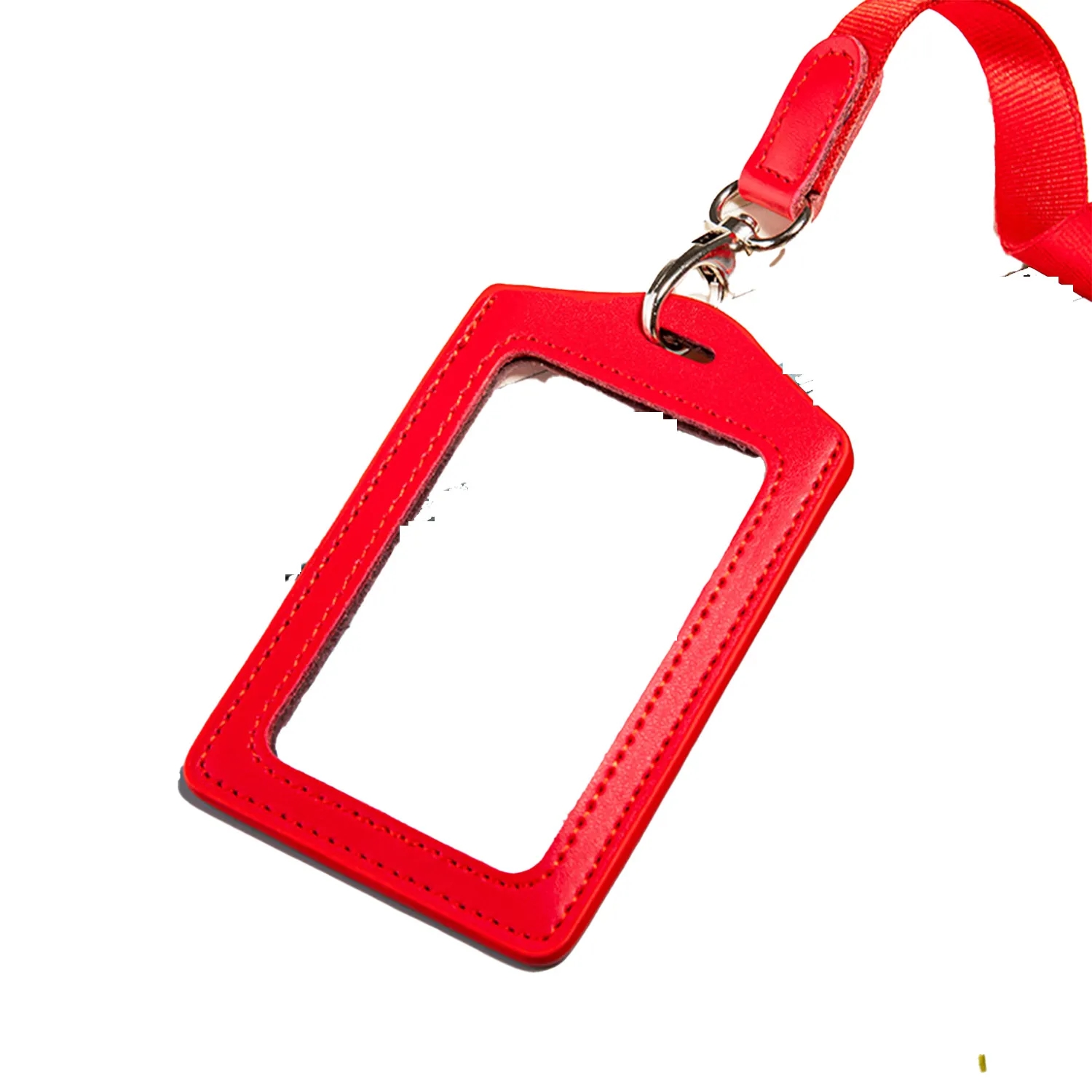 Genuine Leather Id Badge Holder With Retractable Lanyard 6