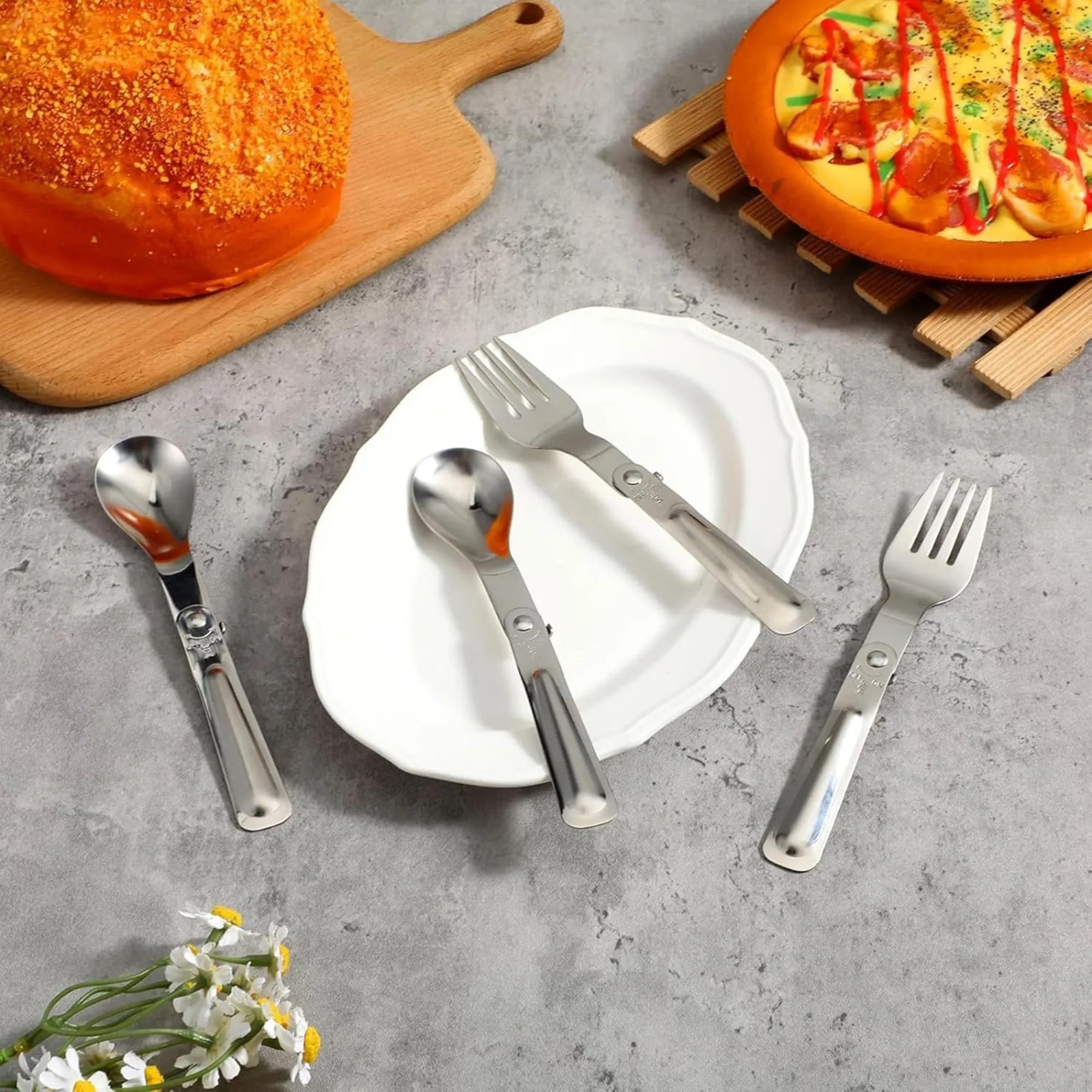 Foldable Stainless Steel Camping Utensils Set 9