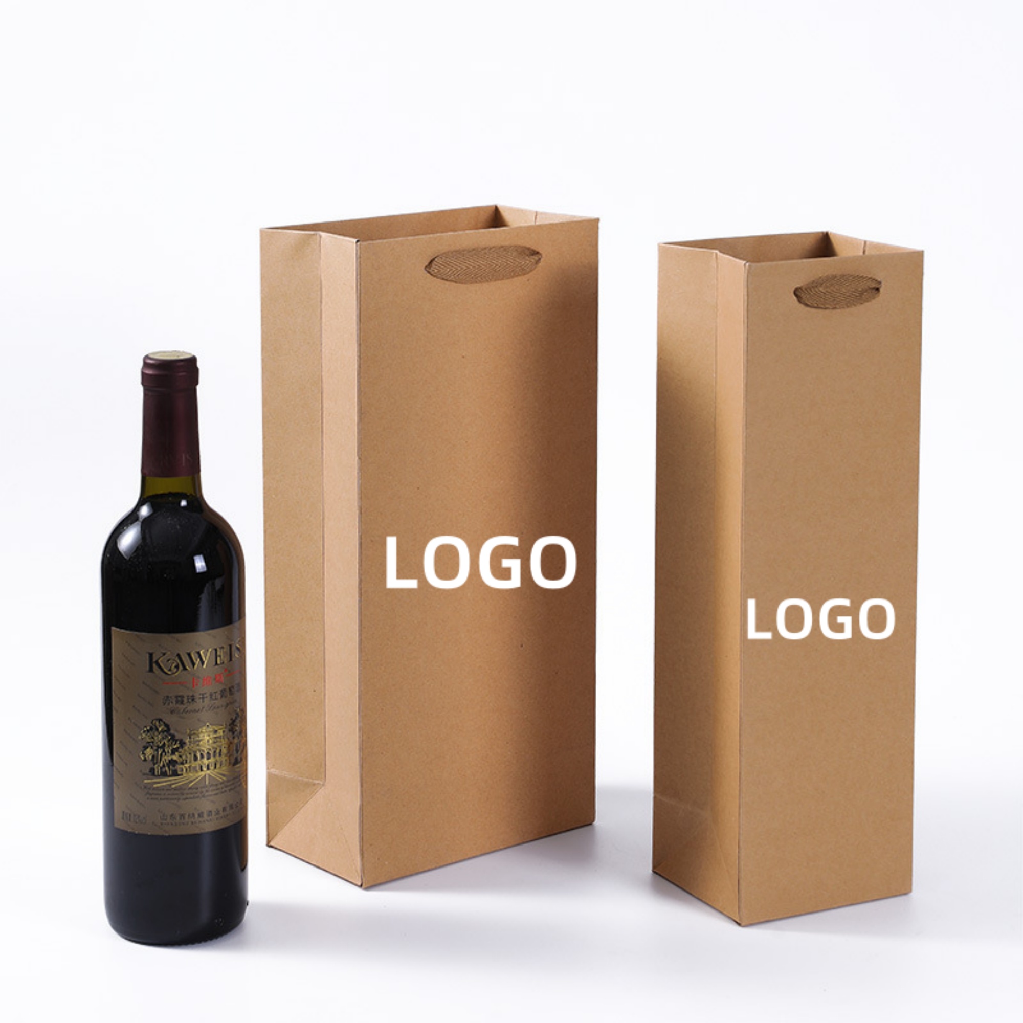 Single Kraft Red Wine Carrier Bag 2
