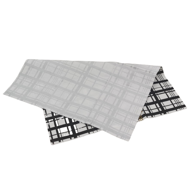 Custom Gold Foil Black And White Stripe Paper Napkins 1