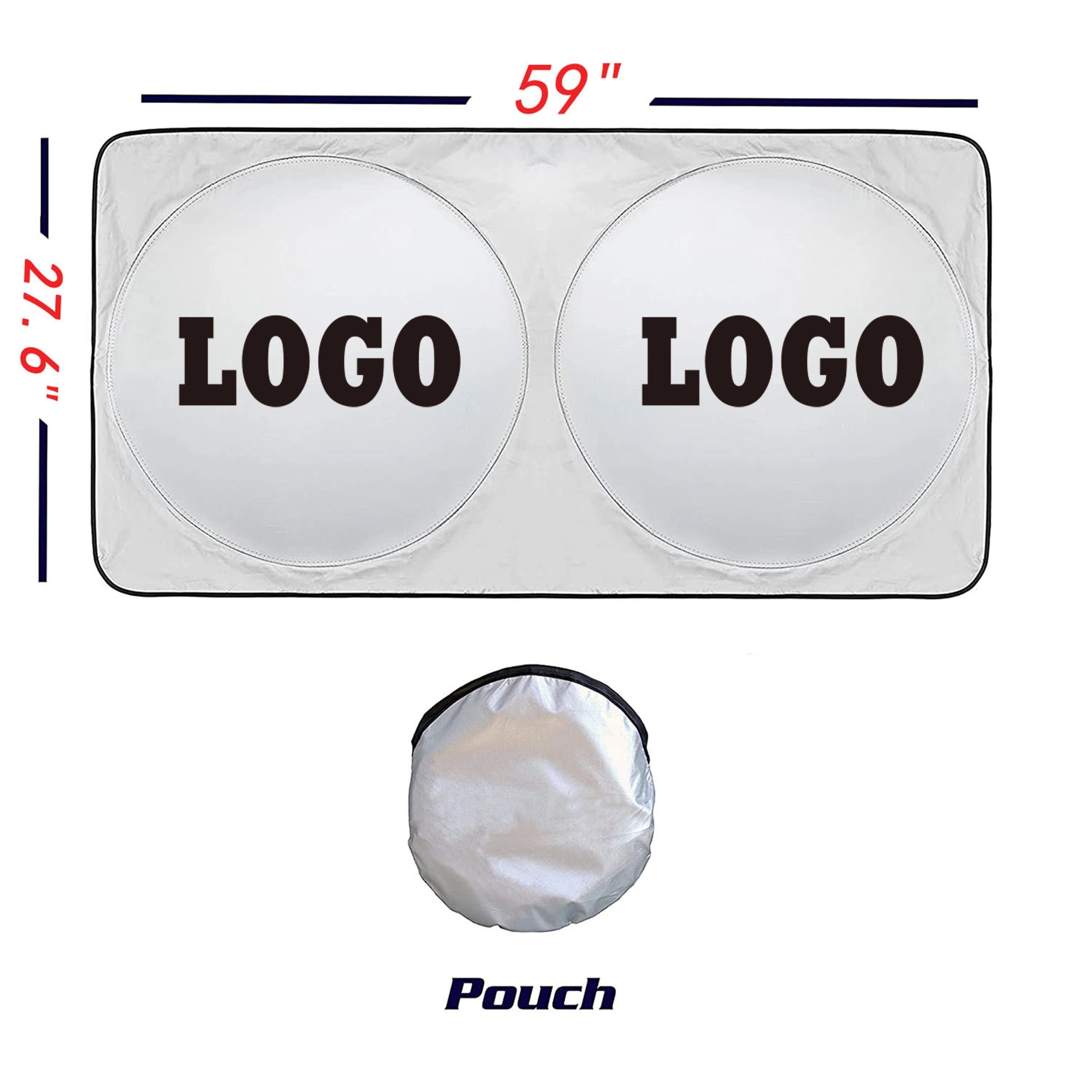 Custom Car Folding Auto Windshield Sunshade With Pouch 2