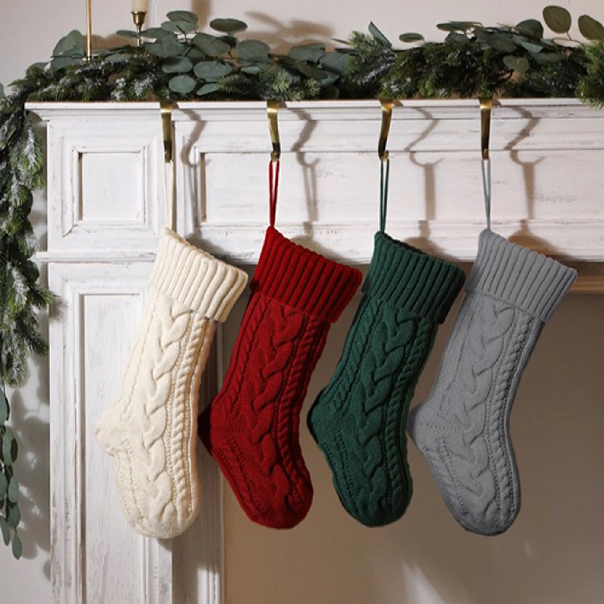 Festive Large Knitted Christmas Stocking Decor 2
