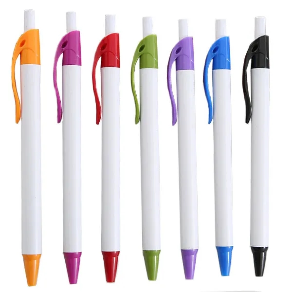 Cheap Plastic Ballpoint Pen W/ White Barrel 2