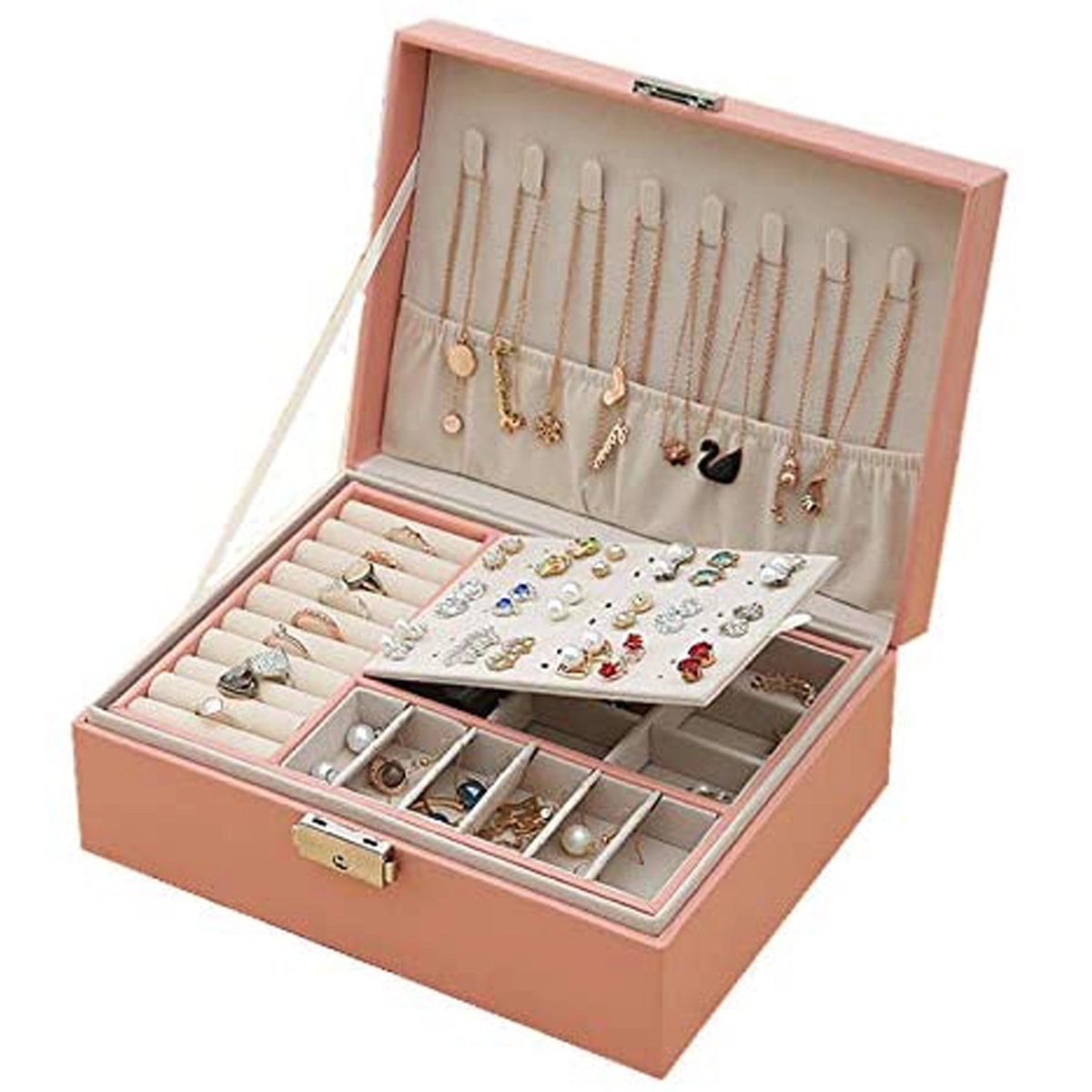 2 Layer Women Jewelry Box Organizer 5