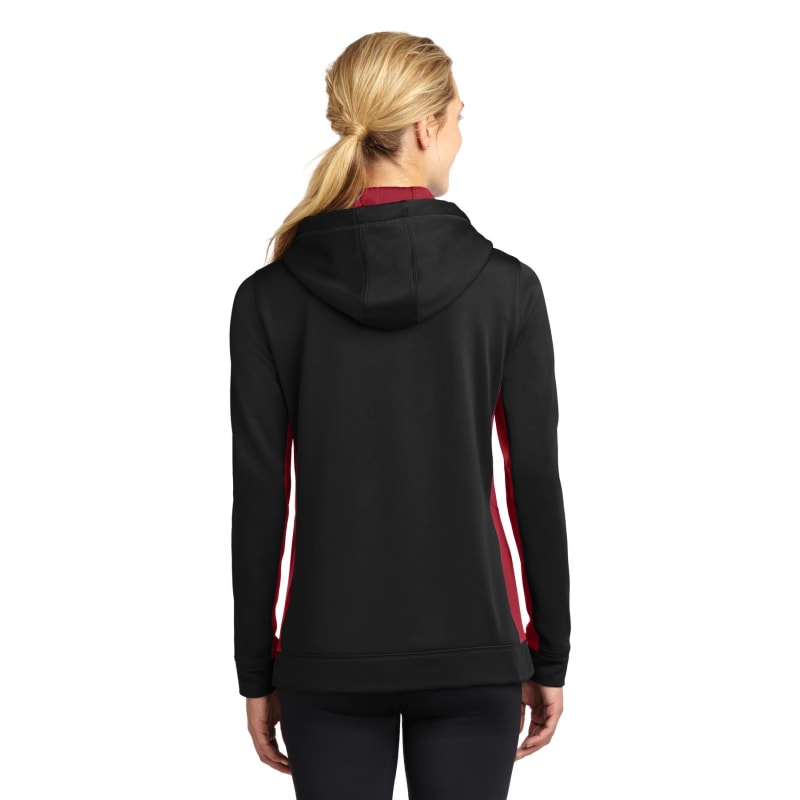 Sport-Tek Women's Sport-Wick Fleece Colorblock Hooded Pullover. 19