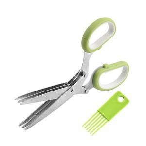 Dual Color Handle Triple Blade Herb Chopper Scissors 8