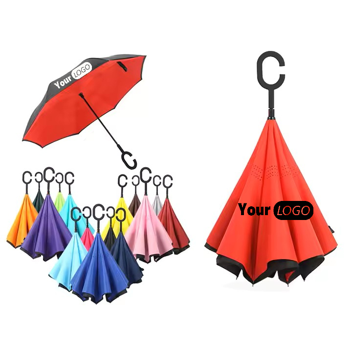 Windproof Double Layer Reverse Umbrellas with C-Shaped Handle 3