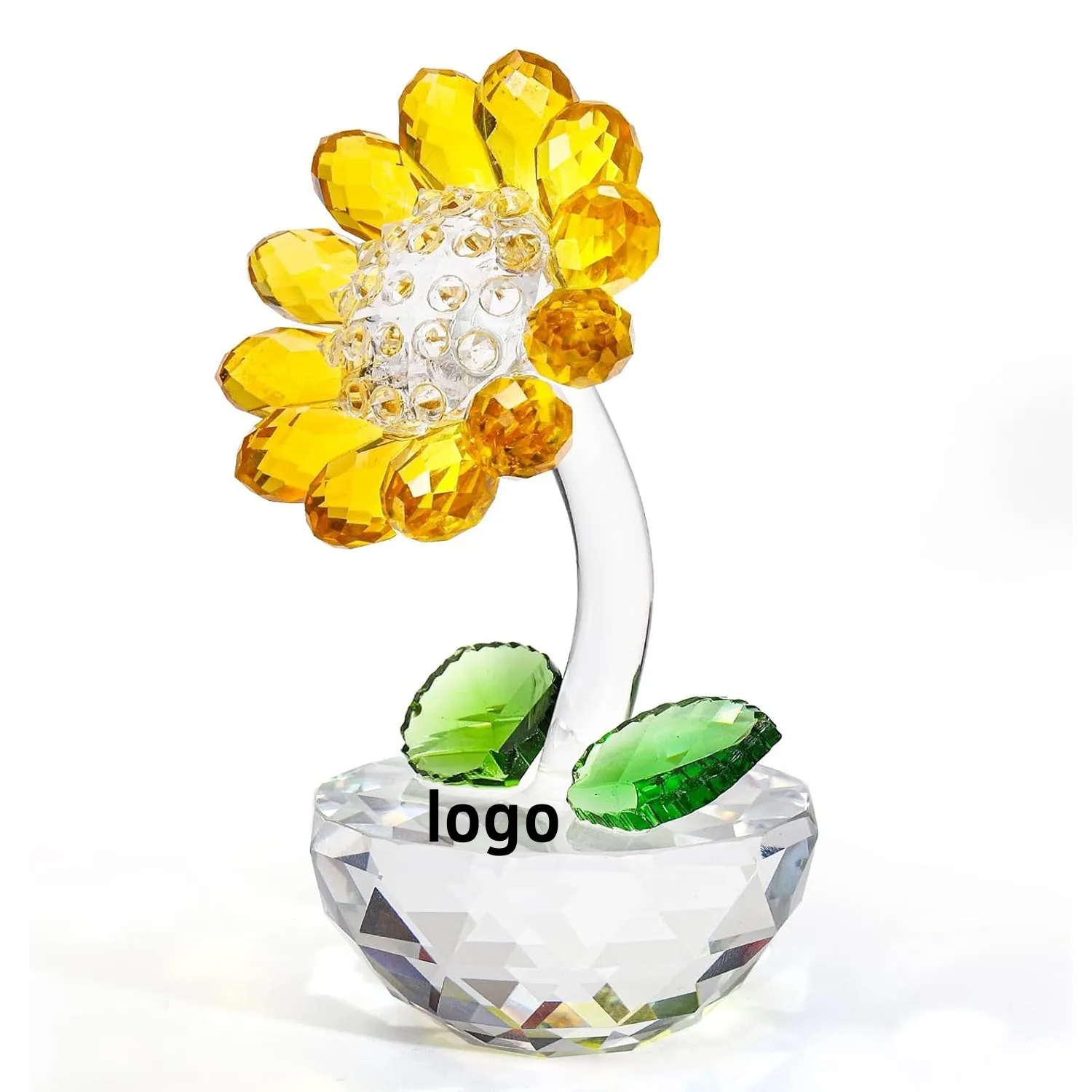 Crystal Sunflower Glass Flower Paperweight Ornament Decor 3