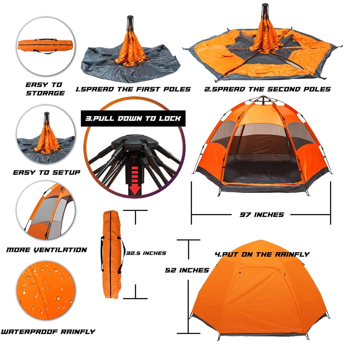 Instant Pop Up Family Camping Tent 3