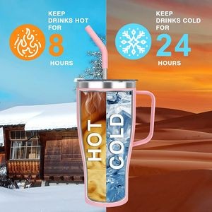 40 oz Mug Insulated Tumbler with Handle and Straw 6