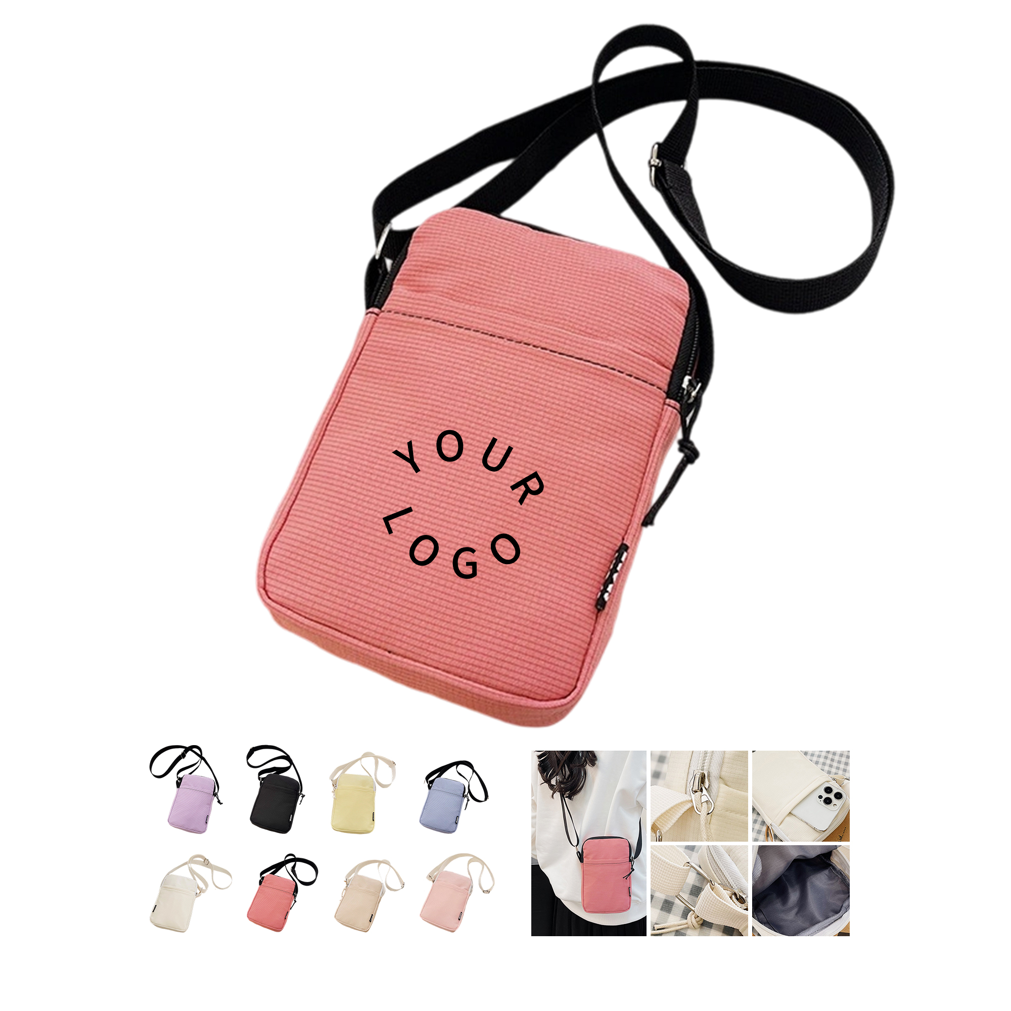 Nylon Crossbody Cell Phone Bag 5.2" By 1.6" By 7.9" 2