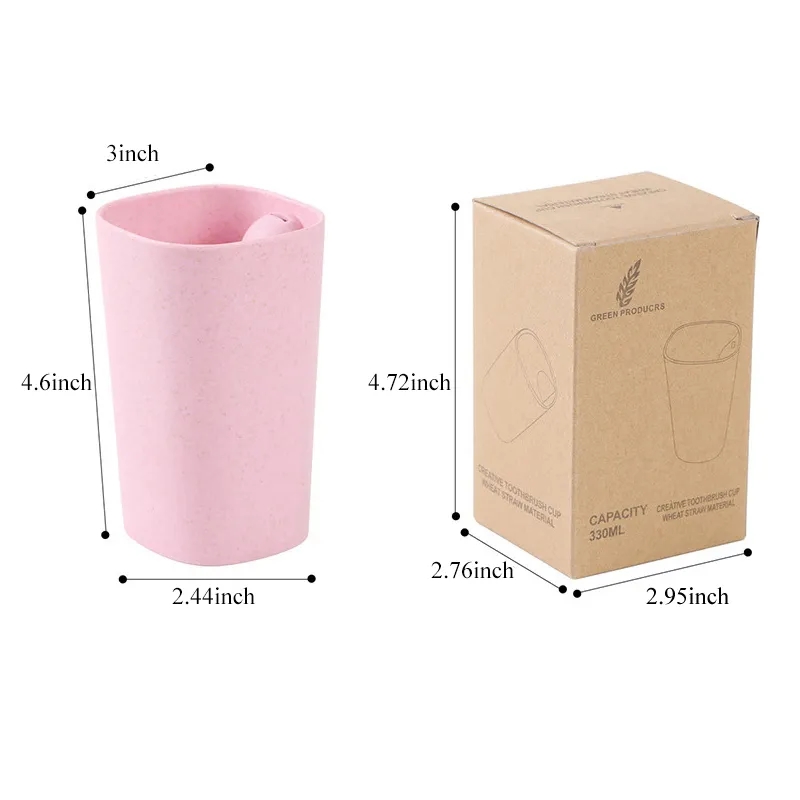 Wheat Straw Plastic Toothbrush Holder Cups 3