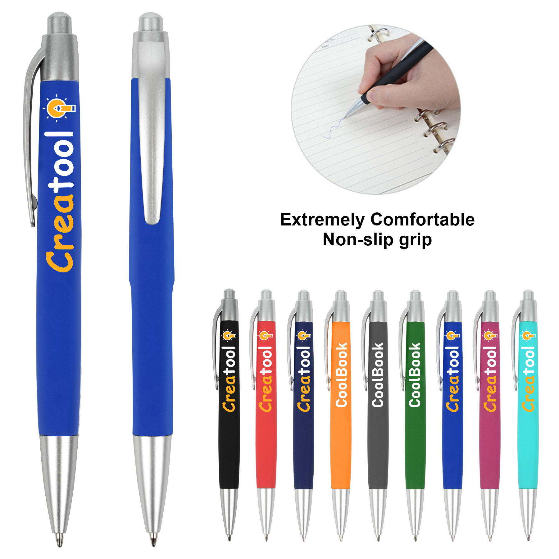 1.0mm Midpoint Comfort Grip Ballpoint Pen With Black/Blue Ink 7