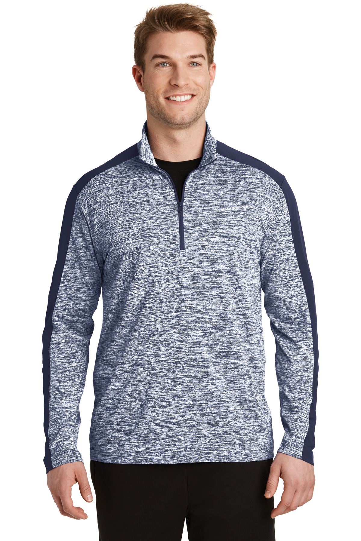 Sport-Tek PosiCharge Electric Heather Colorblock 1/4-Zip Pullover. ST397, custom hoodie or sweatshirt with logo imprint 26