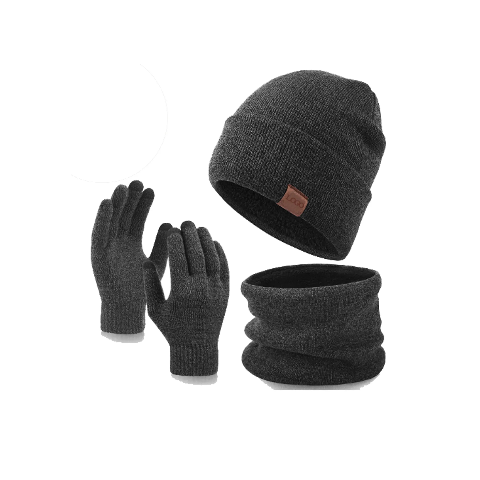 3 In 1 Beanie Hat Scarf Gloves Set 3