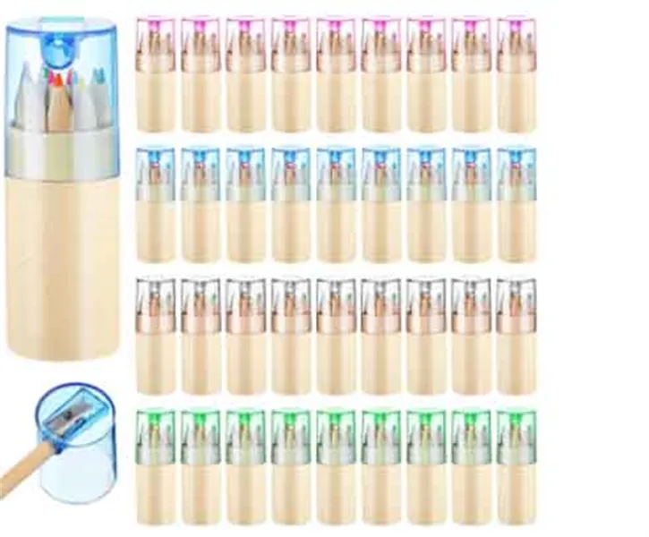 Colored Pencils with Sharpener In Tube Cap 4