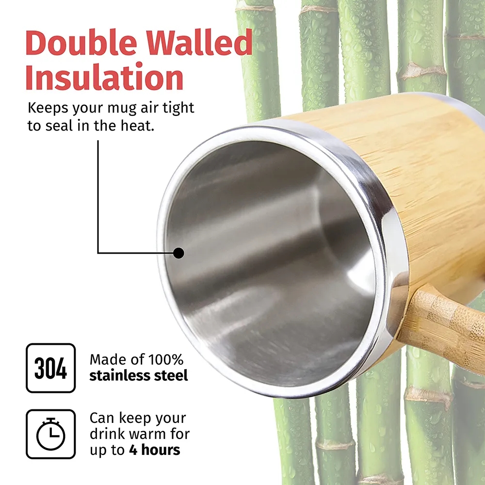 12oz Stainless Steel Bamboo Mug with Lid 3