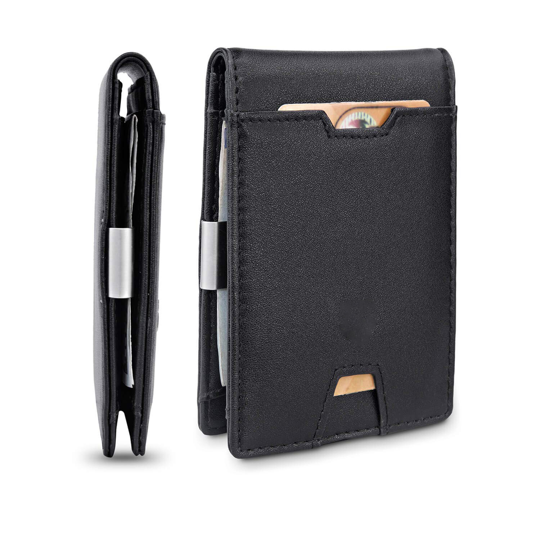 Slim RFID Blocking Leather Wallet for Men with Elastic Cash Strap and Aluminum Money Clip 4
