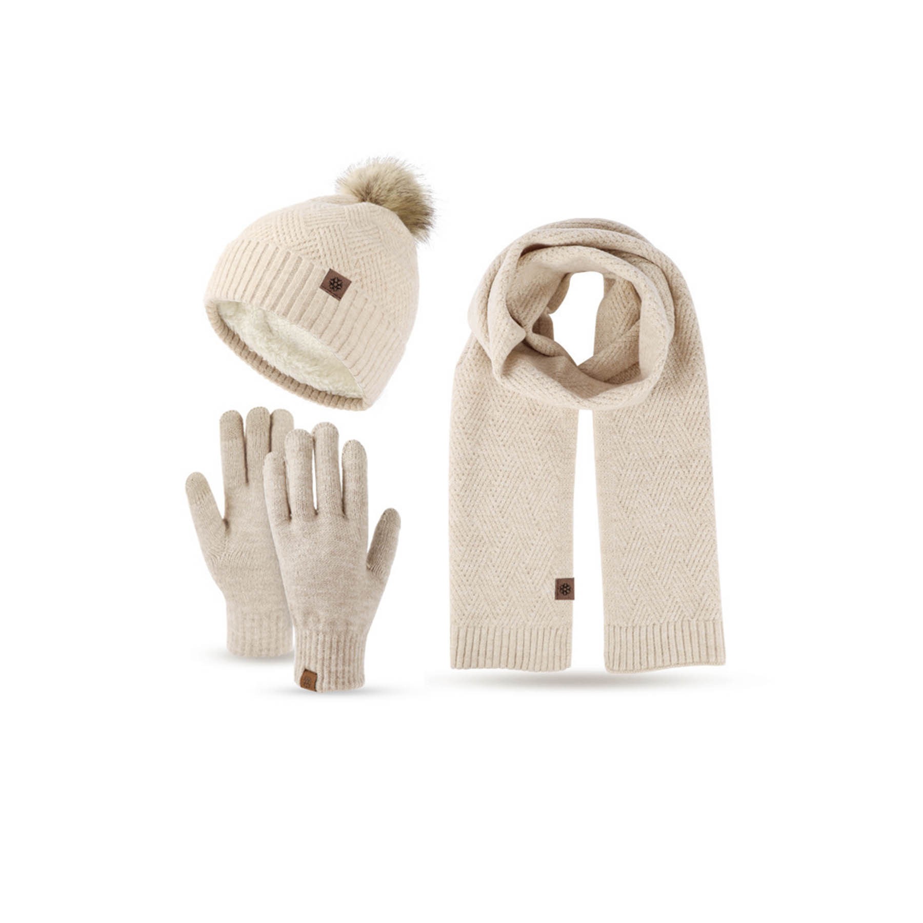 Winter Warm Knitted Scarf Beanie Hat and Gloves Set 5
