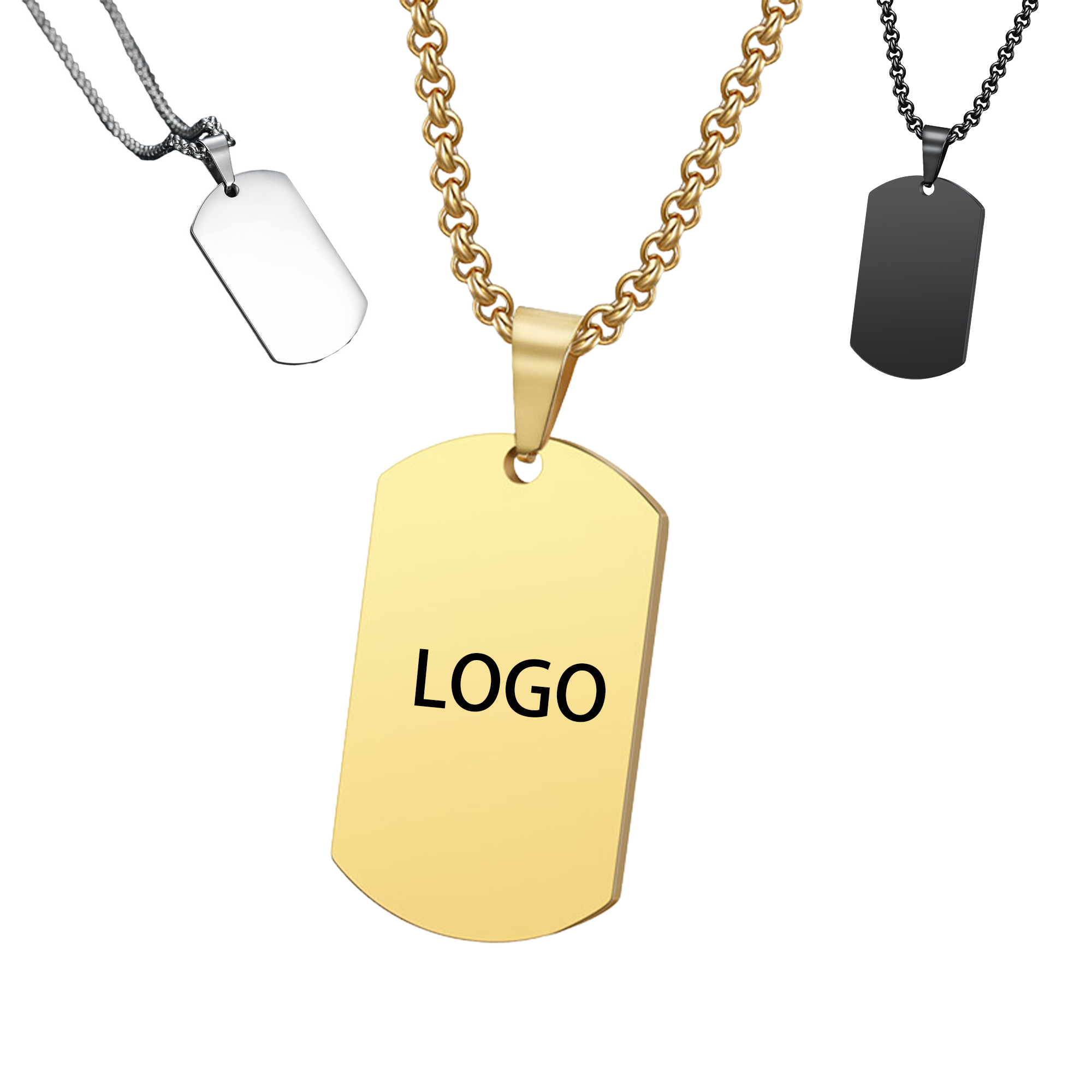 Stainless Steel Military Style Dog Tag Necklace 2