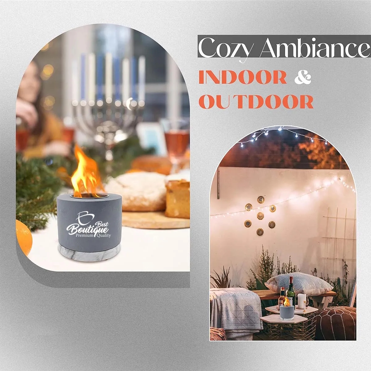 Concrete Tabletop Mini Portable Smokefree Fire Pit Bowl 3