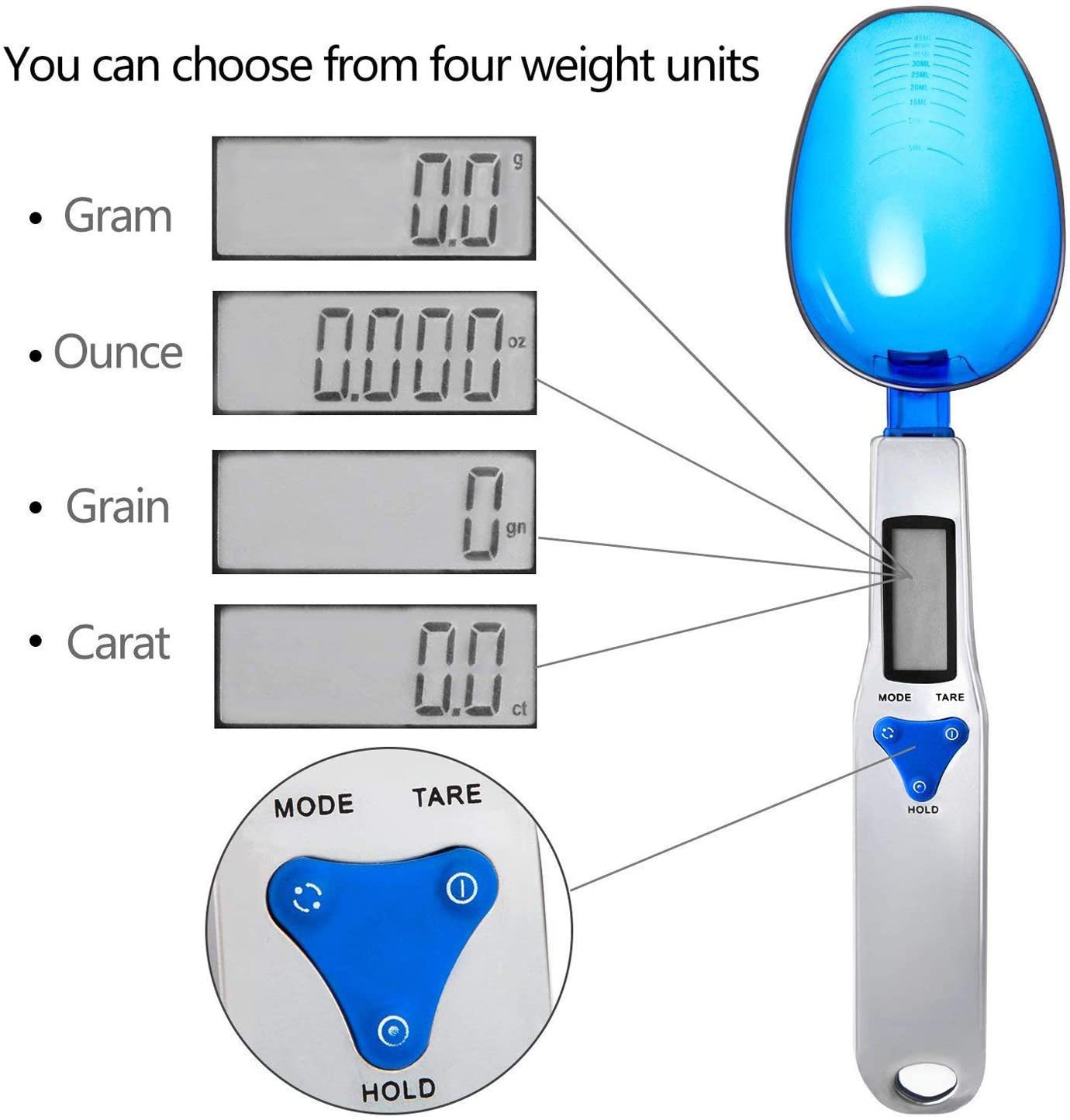 Digital Kitchen Scale Electronic Food Scale with 3 Measuring Spoons 3