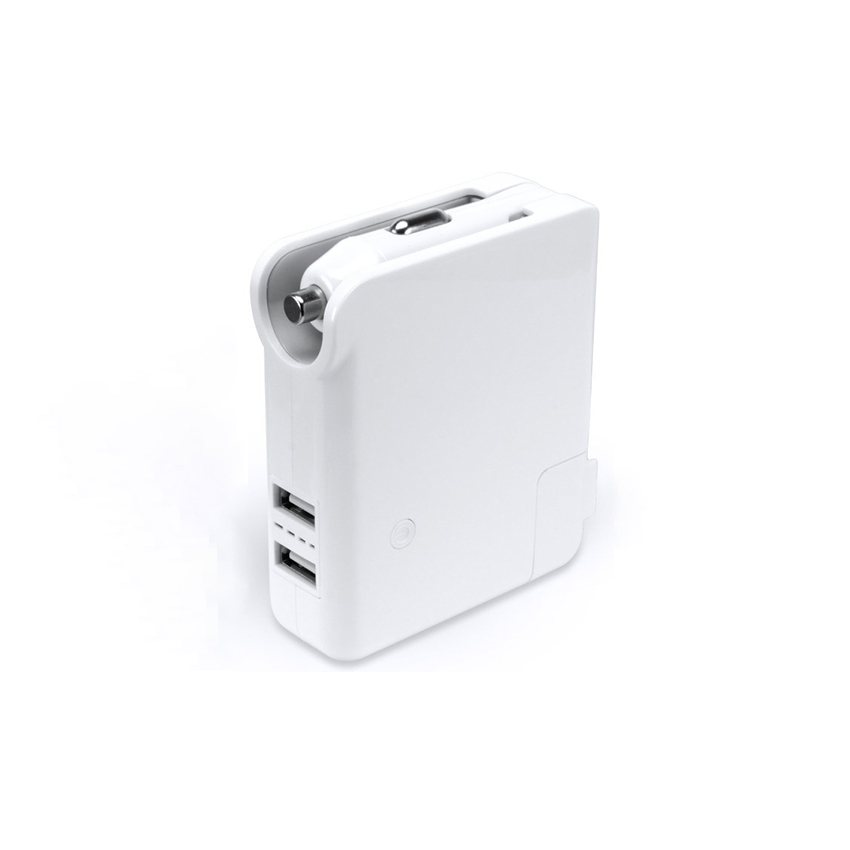 3-in-1 Car & Wall Charger with 2600mAh Power Bank & Dual USB 1