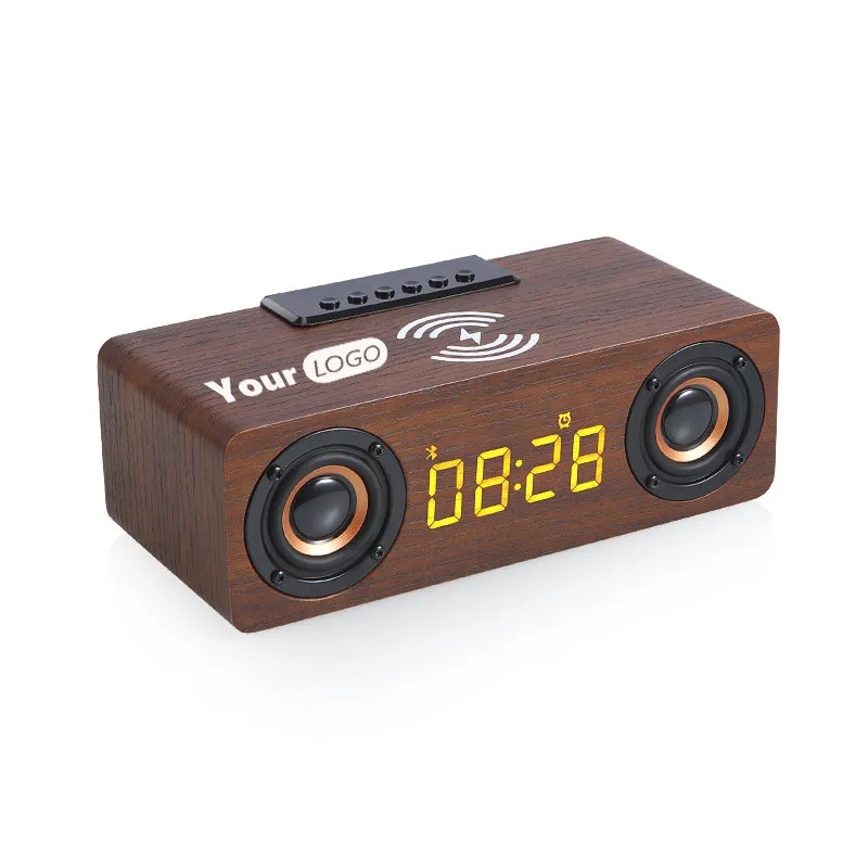 Wooden Digital Alarm Clock with Wireless Charging 2