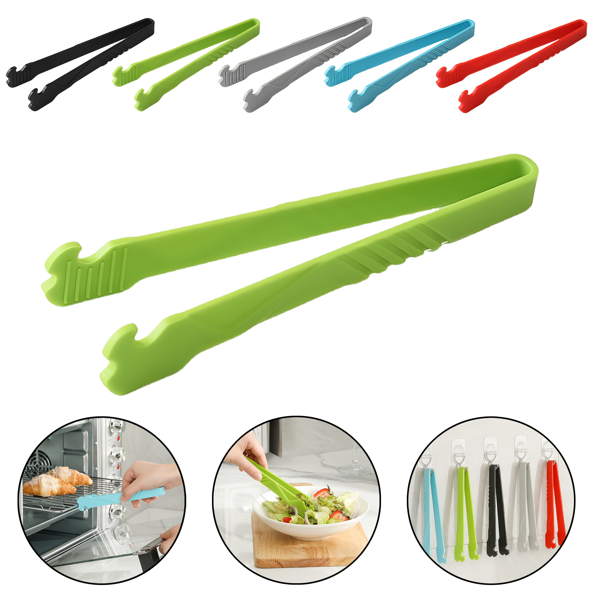 Multi-Purpose Food Tongs for Grilling BBQ Steak Baking Bread Oven Safe Non-Slip Nylon with Long Heat 6