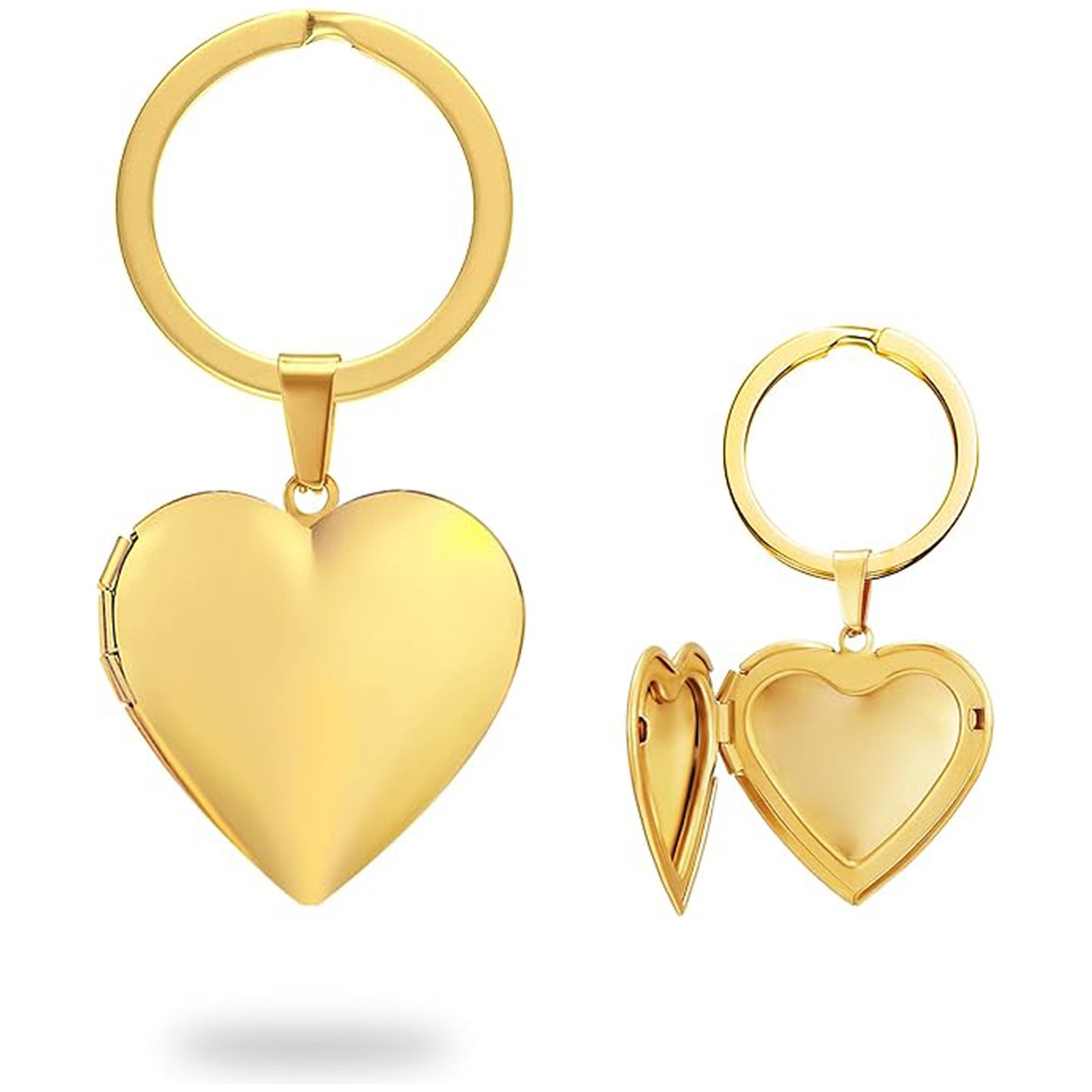 Stainless Steel Glossy Heart-Shaped Photo Album Box Keychain 4