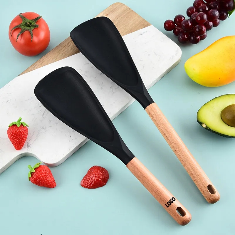 Silicone Cooking Spoon with Wooden Handle 6