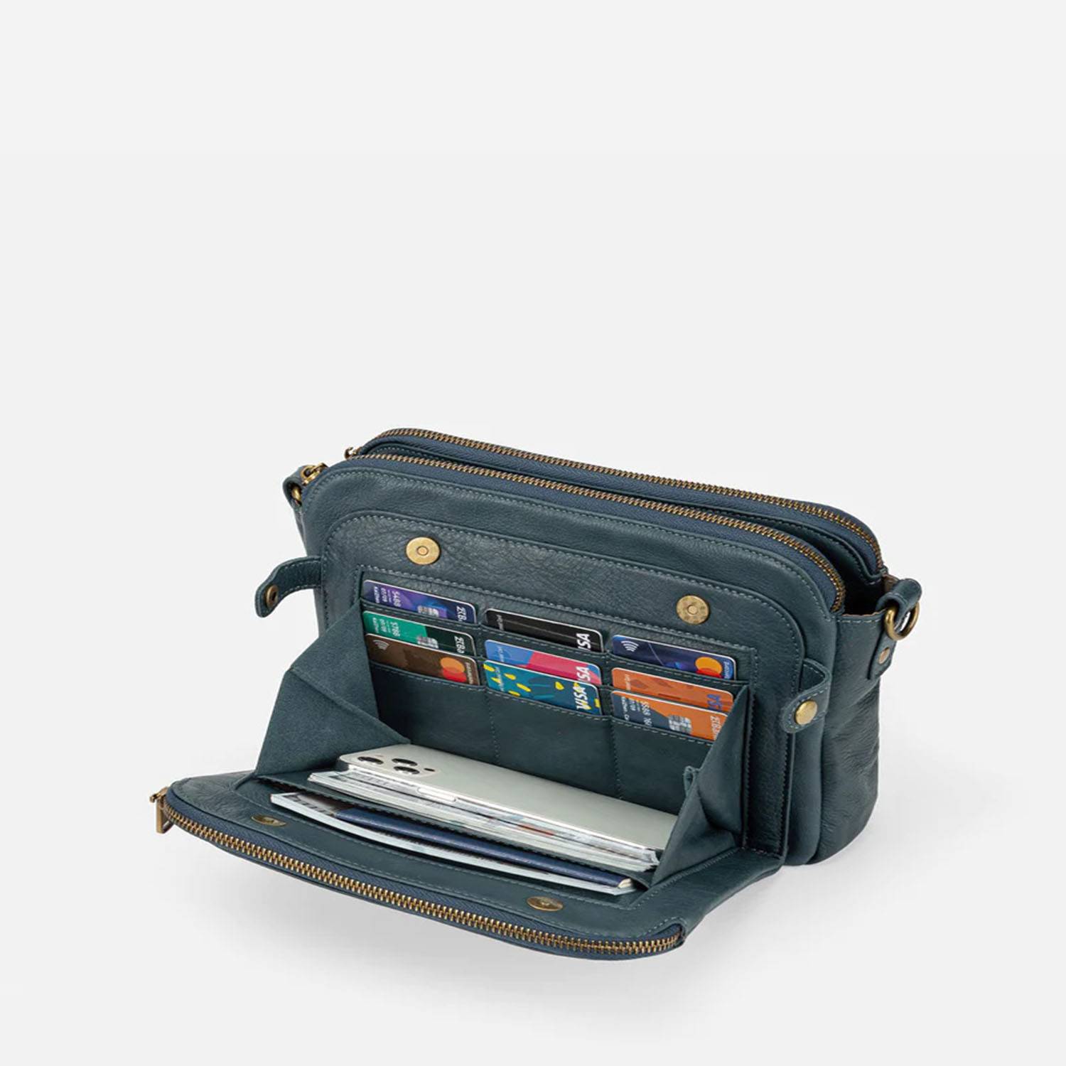 PU Leather 3 Layer Crossbody Bag 2