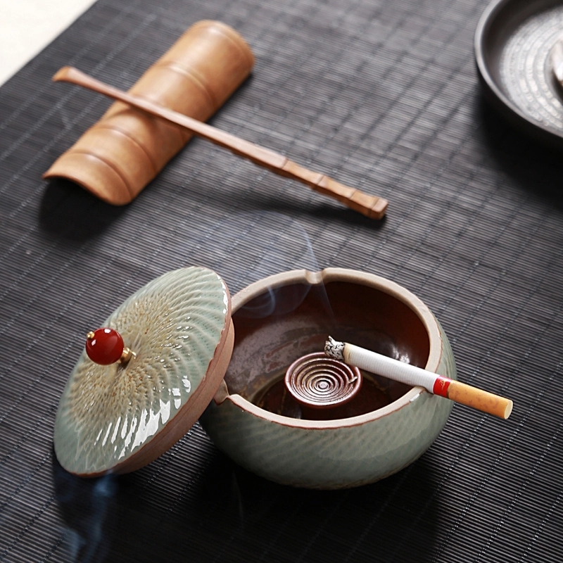 Custom Handmade Ceramic Ashtray With Lid 8